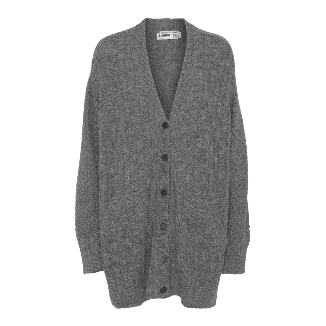 Håndstrikket alpaka cardigan - Grå